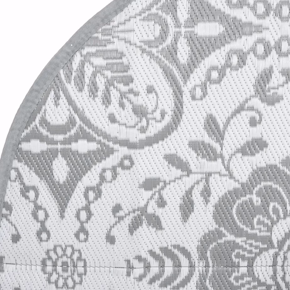 Ümmargune õuevaip ARAKIL, helehall jacquard-mustriga, Ø160 cm, polüpropüleen – 4