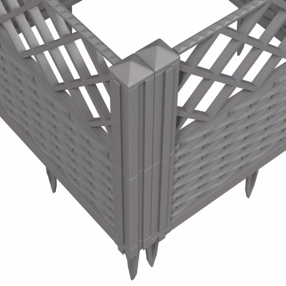Vaiadega taimekast rotangimustriga, helehall PP, 43,5 x 43,5 x 43,5 cm – 7