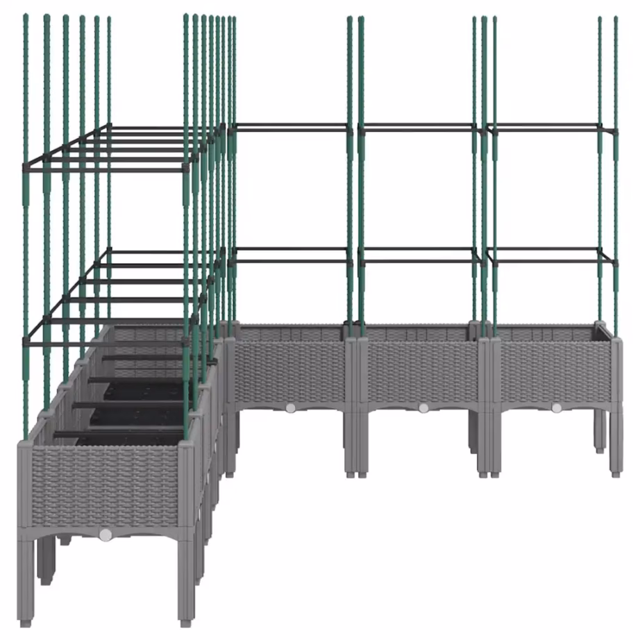 Võrega kõrgendatud taimekast, helehall rotangiviimistlus, PP, 200 x 160 x 142,5 cm – 4