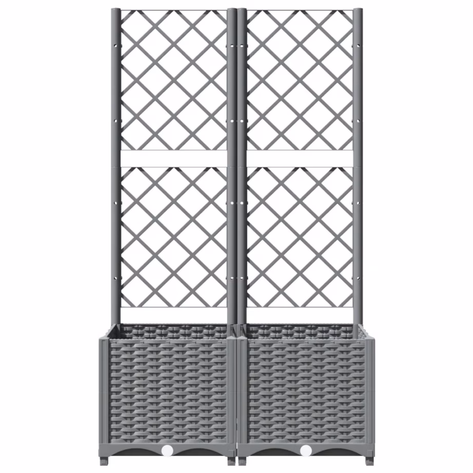 Võrega taimekast aeda ja rõdule, helehall PP, 80 x 40 x 136 cm – 4