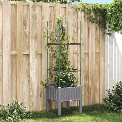 Võrega taimekast ronitaimedele, helehall PP, 40 x 40 x 142,5 cm