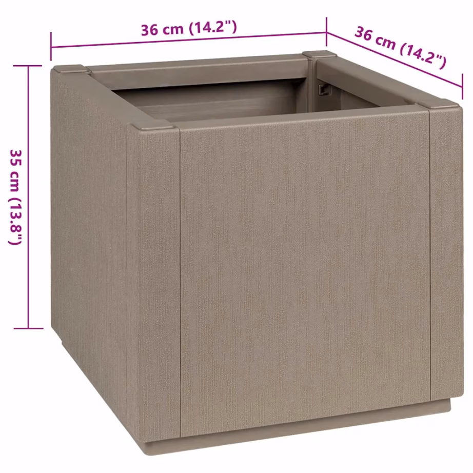 Helepruun plastist lillekast, 36 x 36 x 35 cm, 38 L - 9