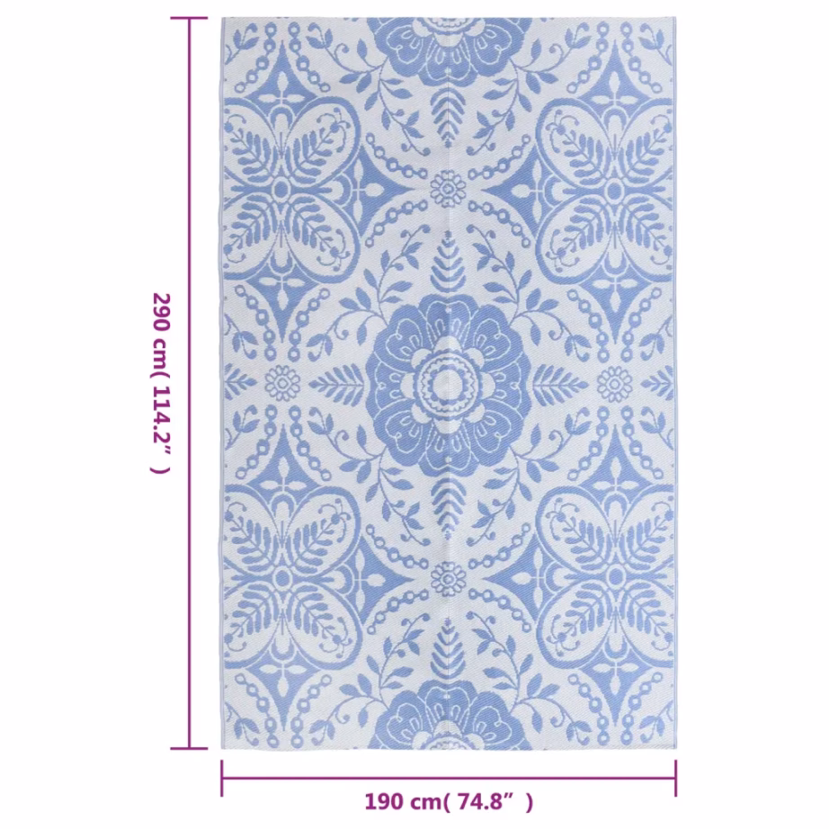 Helesinine õuevaip ARAKIL jacquard-mustriga, 190 x 290 cm, polüpropüleen – 6