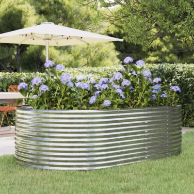 Ovaalne aia taimekast, hõbedane galvaniseeritud teras, 212 x 140 x 68 cm