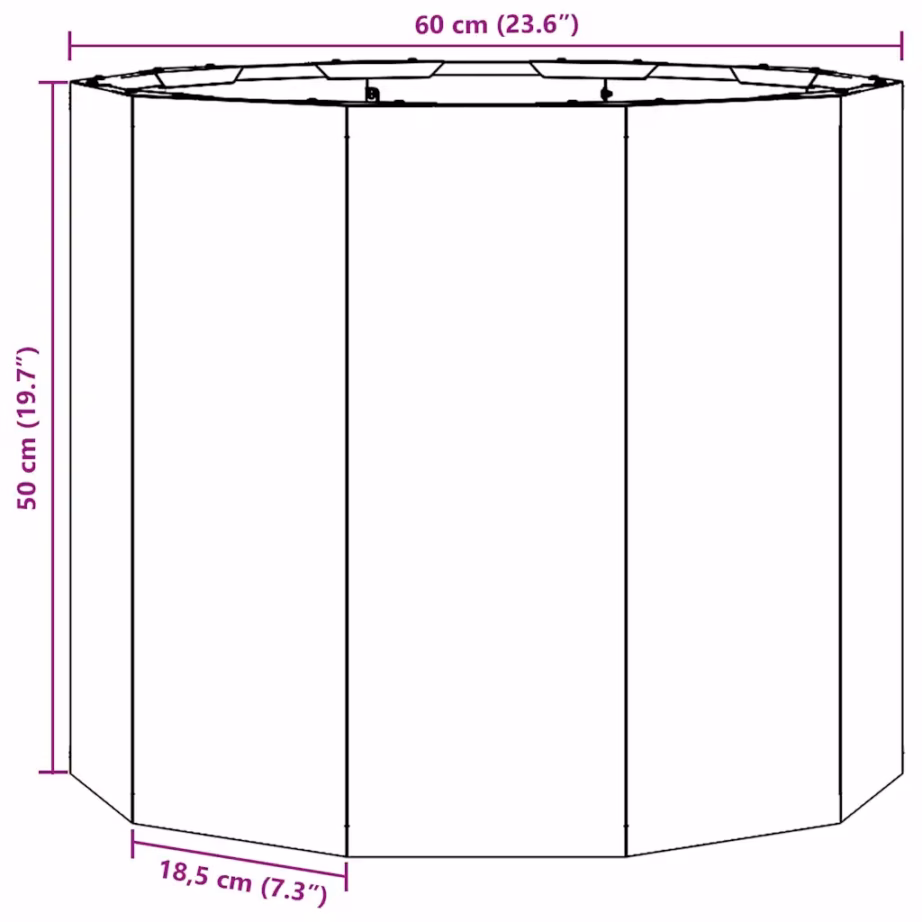 Hõbedane roostevabast terasest taimekast, 60 x 60 x 50 cm – 10