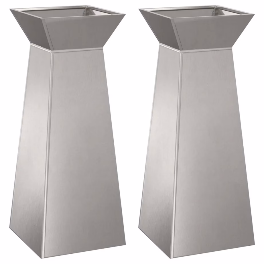 Sambakujuline väli-istutusnõu, 2 tk, hõbedane, 40 x 40 x 101 cm – 2