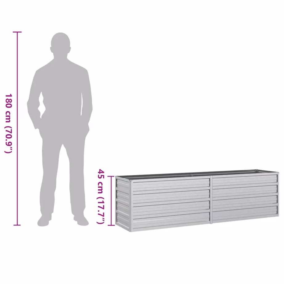 Tsingitud terasest peenrakast, hõbedane, 160 x 40 x 45 cm – 8