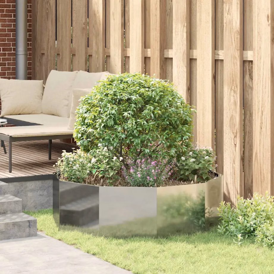 Hõbedane taimekast tsingitud terasest, 120 x 120 x 35 cm – 4