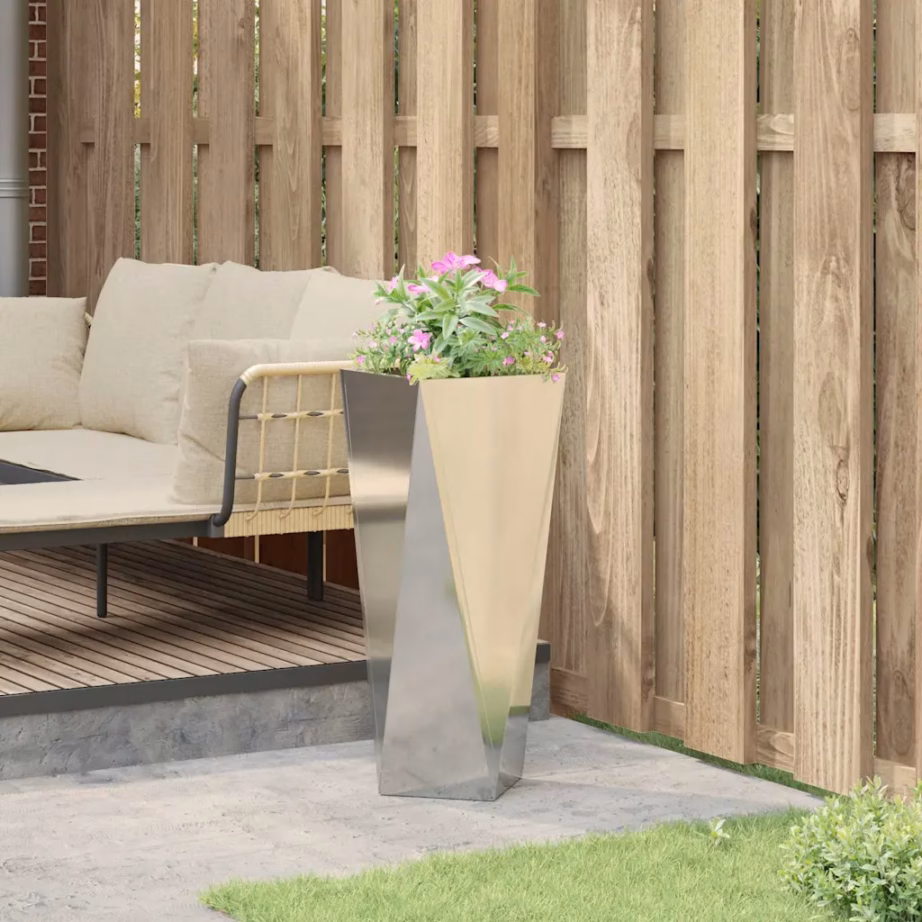 Hõbedane tsingitud terasest kõrge taimekast, 30 x 30 x 75 cm – 4