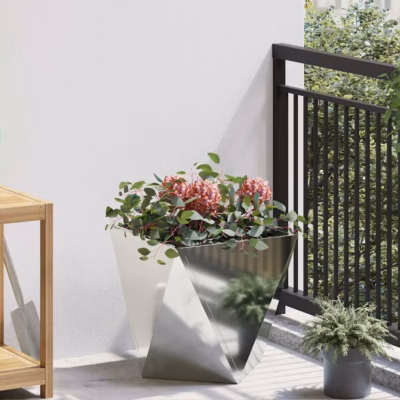 Hõbedane tsingitud terasest taimekast, 40 x 40 x 40 cm