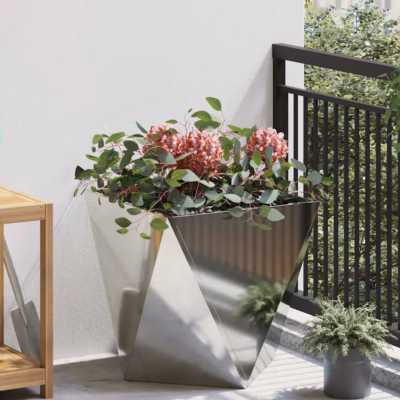Hõbedane tsingitud terasest taimekast, 50 x 50 x 50 cm