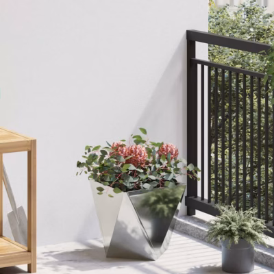 Hõbedane tsinkterasest istutuskast, 30 x 30 x 30 cm