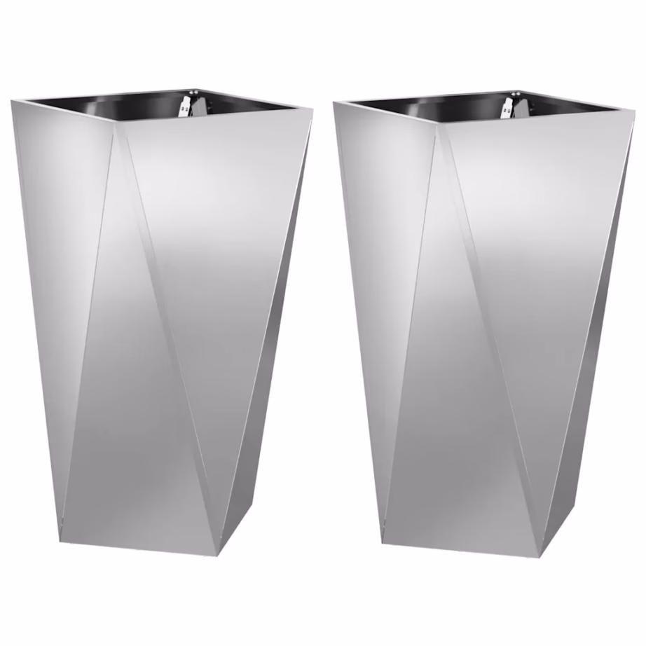 Kõrge tsinkterasest taimekast, 2 tk, hõbedane, 40 x 40 x 75 cm – 2