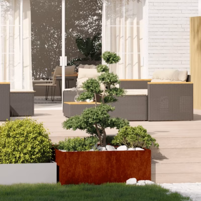 Ilmastikukindlast terasest taimekast, roostevärvi, 100 x 100 x 40 cm, avatud põhjaga