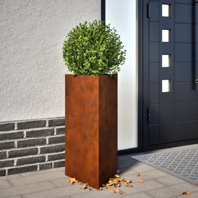 Ilmastikukindlast terasest aia taimekastid põhjaga, 2 tk, pruun, 40 x 40 x 75 cm