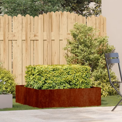 Ilmastikukindlast terasest taimekast, roostevärvi, 100 x 100 x 30 cm, avatud põhjaga