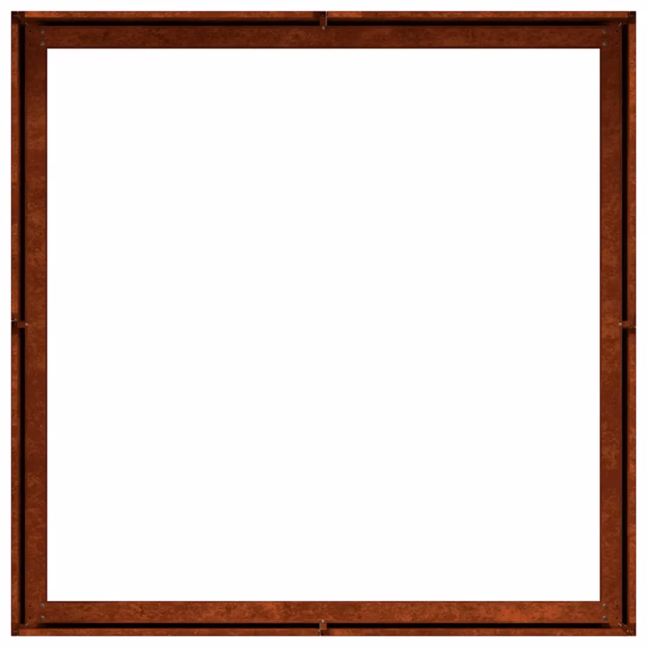 Ilmastikukindlast terasest taimekast, roostevärvi, 100 x 100 x 30 cm, avatud põhjaga – 6