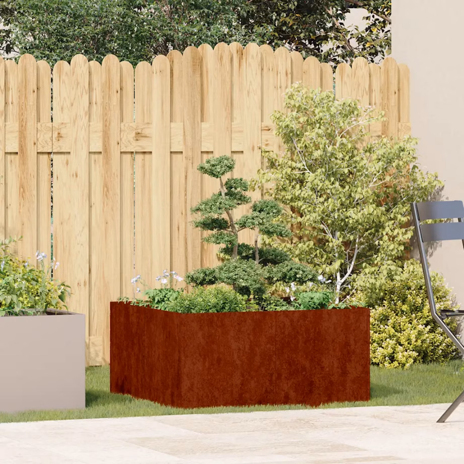 Ilmastikukindlast terasest taimekast, roostevärvi, avatud põhjaga, 80 x 80 x 40 cm – 3