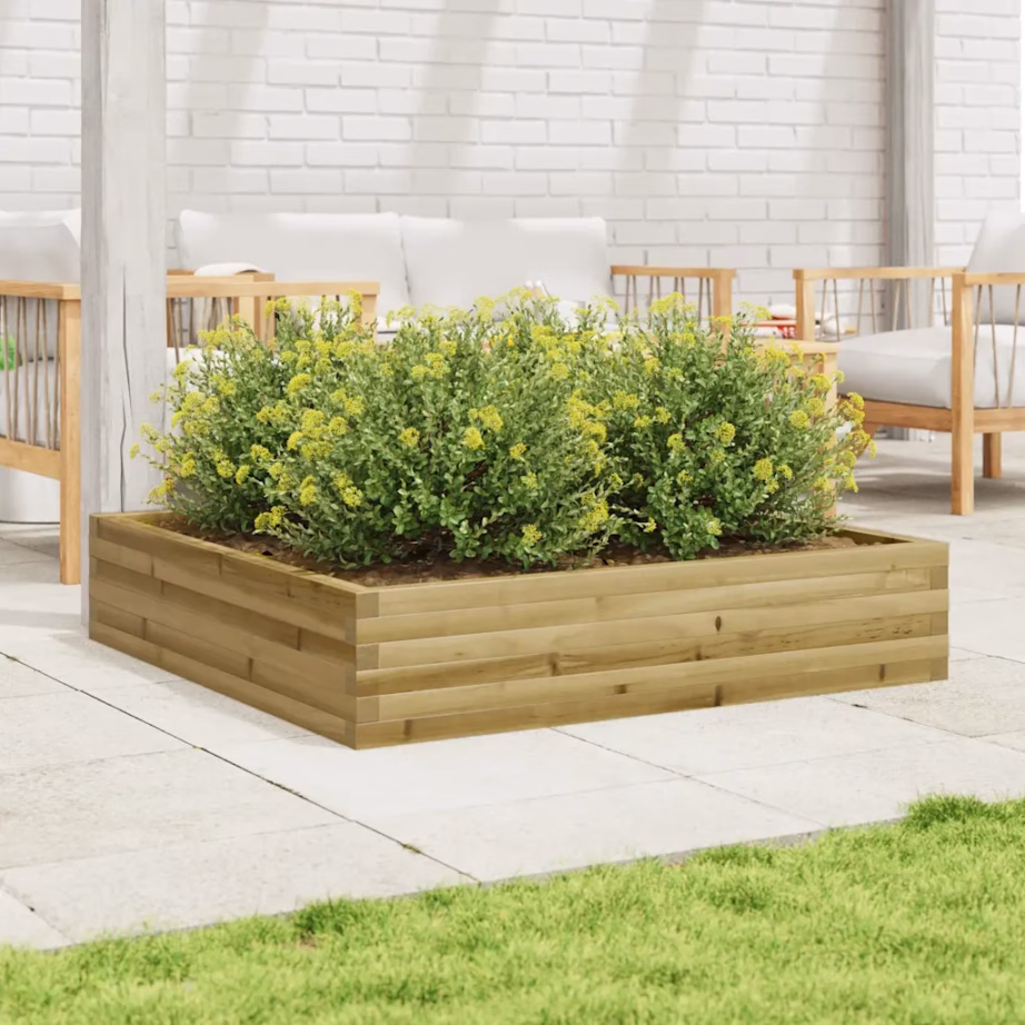 Aia taimekast immutatud männipuidust, pruun, 110 x 110 x 23 cm – 3