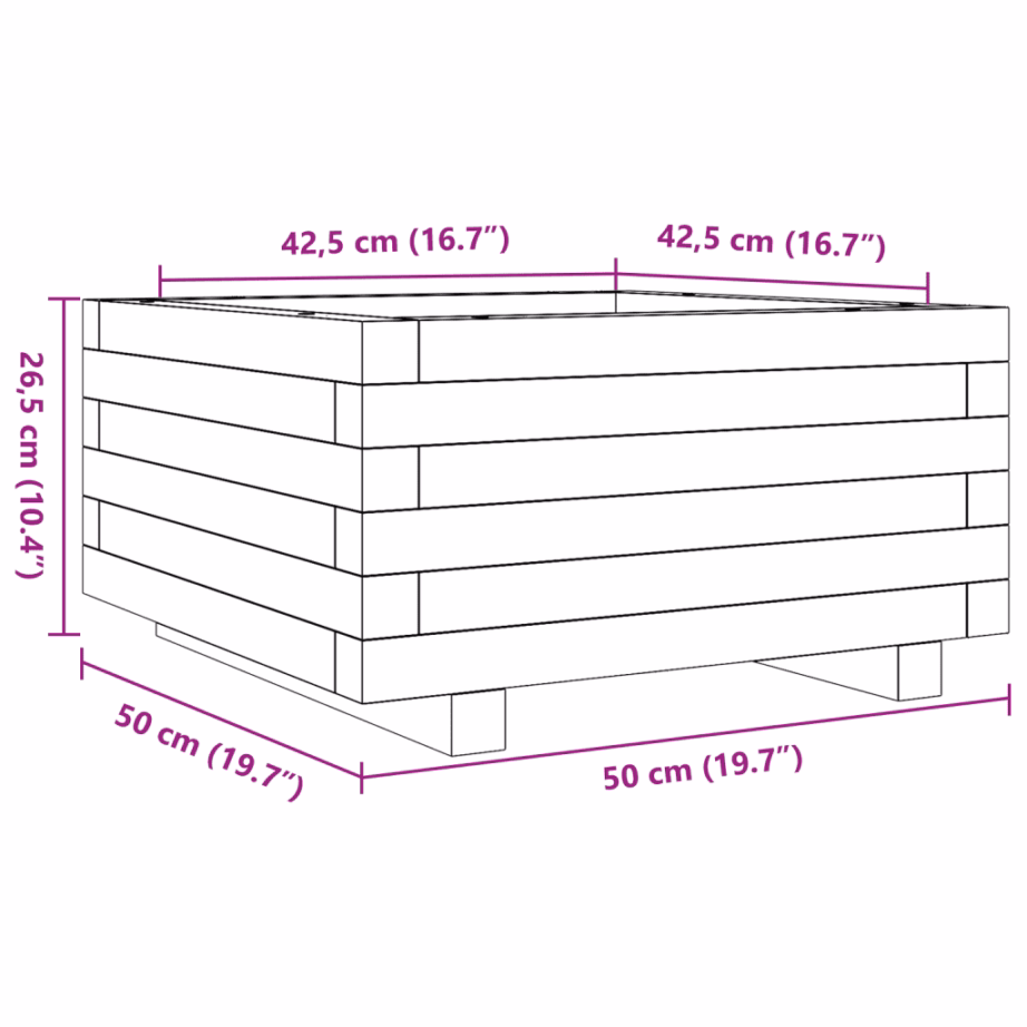 Aia taimekast survetöötlusega immutatud männipuidust, pruun, 50 x 50 x 26,5 cm – 10