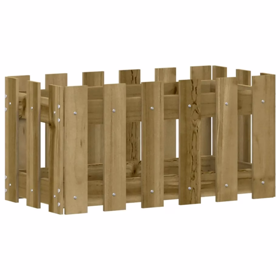 Aiapiirde stiilis puidust taimekast, 60 x 30 x 30 cm, survetöötlusega immutatud männipuit, pruun – 2