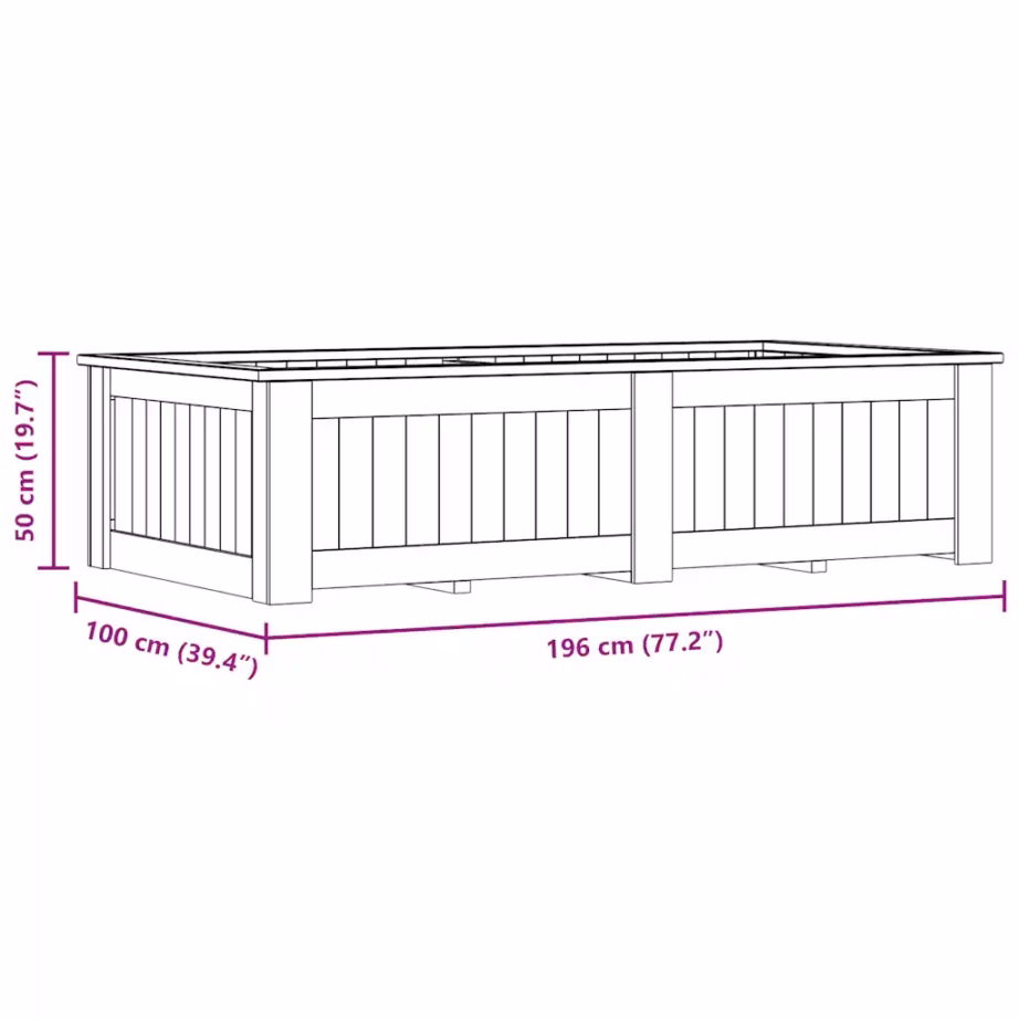 Tõstetud peenar immutatud männipuidust, 196 x 100 x 50 cm – 10