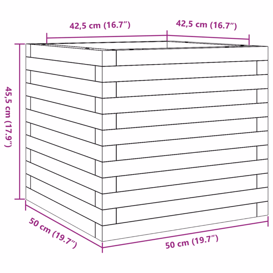 Puidust aia taimekast, 50 x 50 x 45,5 cm, survetöötlusega immutatud männipuit – 10