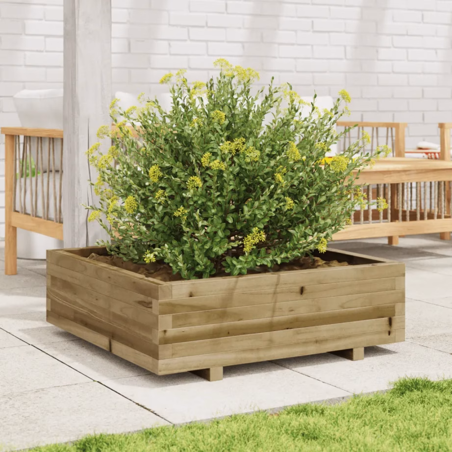 Puidust aia taimekast, 80 x 80 x 26,5 cm, survetöötlusega immutatud männipuit, pruun – 3