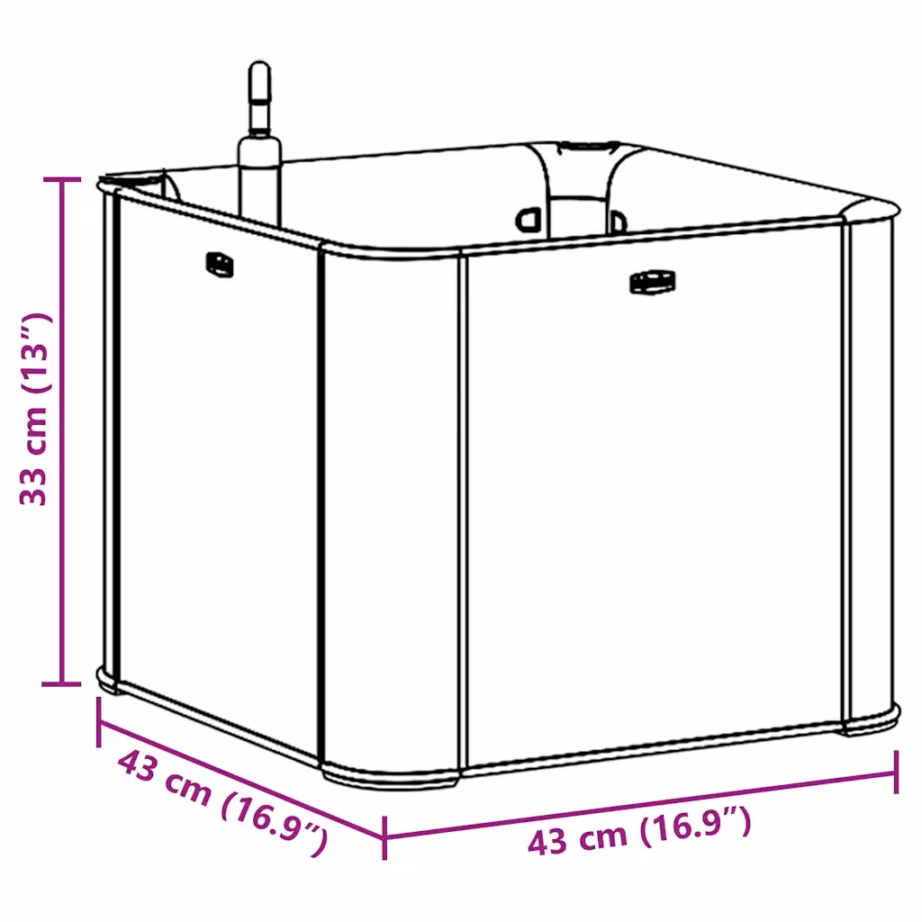Isekastmissüsteemiga taimelava, rotangi välimusega, kivihall, 35 l, 43 x 43 x 33 cm – 6