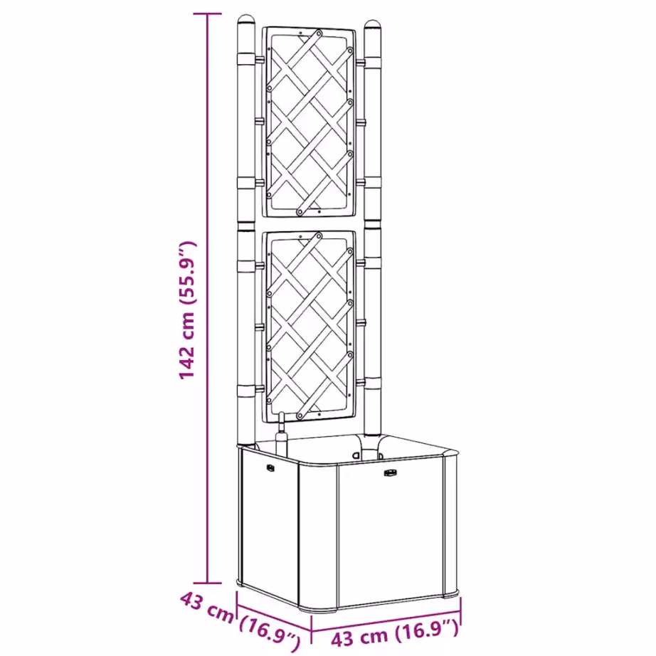 Isekastuv peenrakast võrega, kivihall plast, 35 l, 43 x 43 x 142 cm – 8