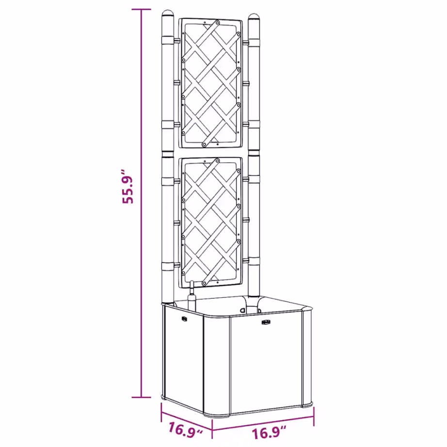 Isekastuv peenrakast võrega, kivihall plast, 35 l, 43 x 43 x 142 cm – 9
