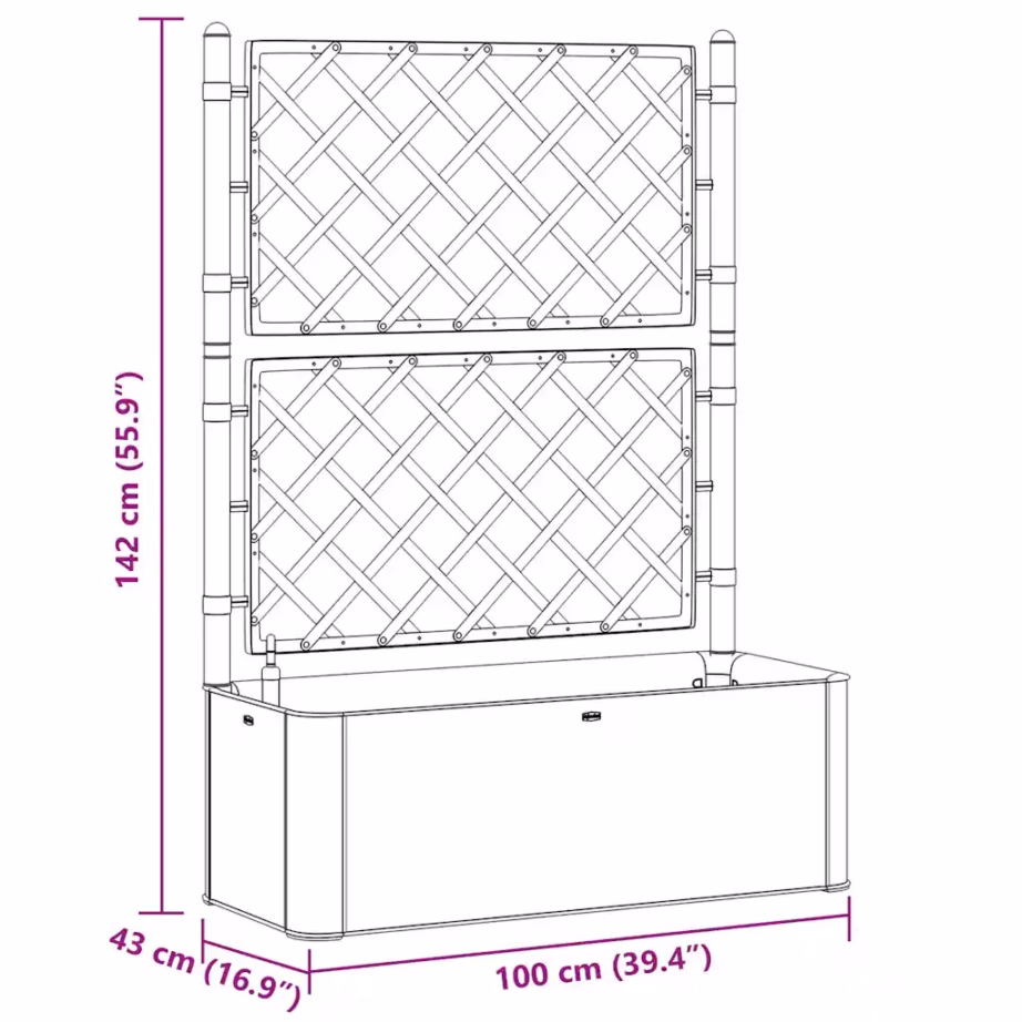 Isekastva võrega taimelava valge rotangidisainiga, 90 l, 100 x 43 x 142 cm – 8
