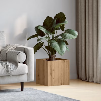 Ruudukujuline istutuskast kunsttammega, tehispuit, 40 x 40 x 40 cm