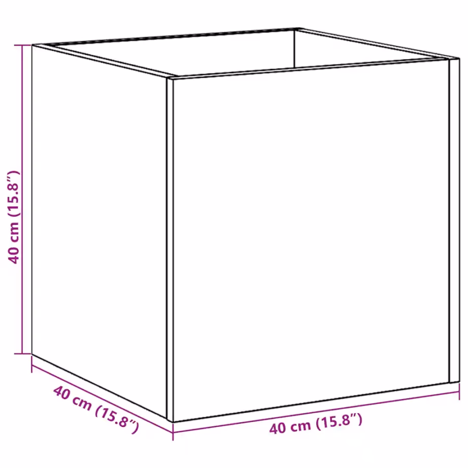 Ruudukujuline istutuskast kunsttammega, tehispuit, 40 x 40 x 40 cm – 9