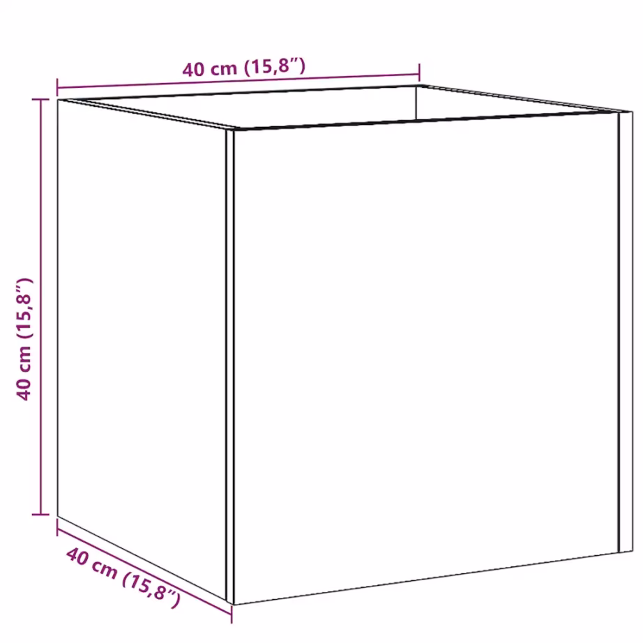 Ruudukujuline istutuskast vana puidu tooniga, tehispuit, 40 x 40 x 40 cm – 9