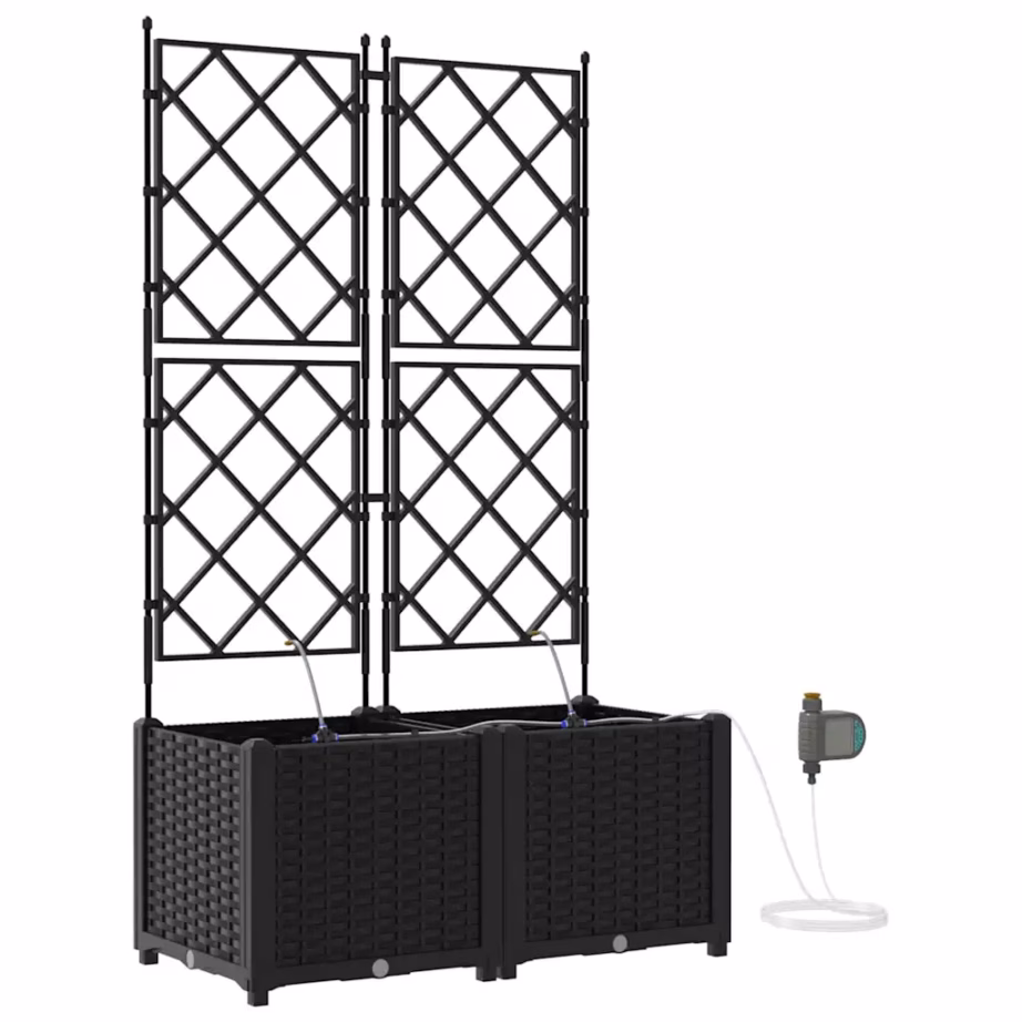 Aia istutuskastid tugivõrega, 2 tk, must teras, 80 x 40 x 142 cm – 2