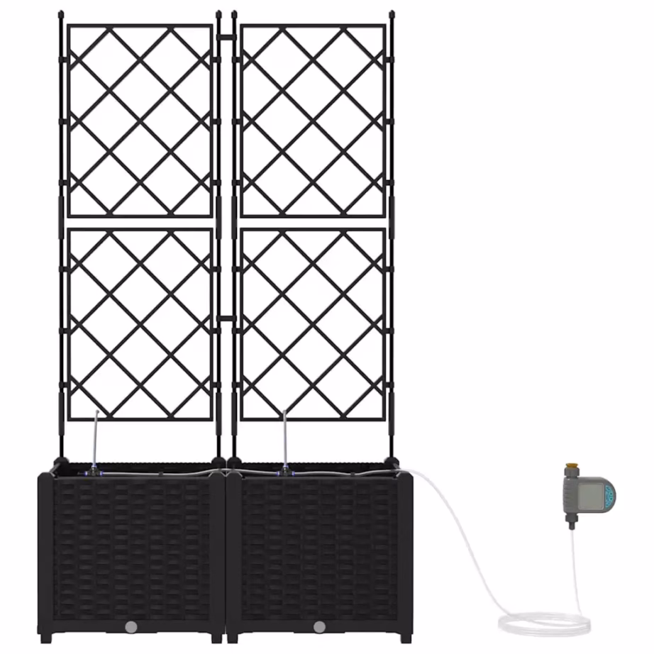 Aia istutuskastid tugivõrega, 2 tk, must teras, 80 x 40 x 142 cm – 6