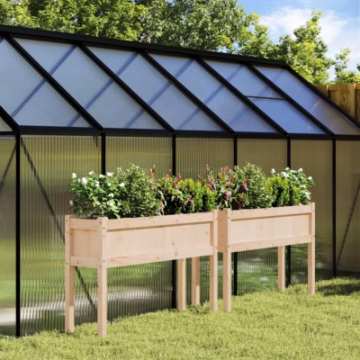 Jalgadega puidust taimekastid, 2 tk, töötlemata männipuit, 110 x 31 x 70 cm