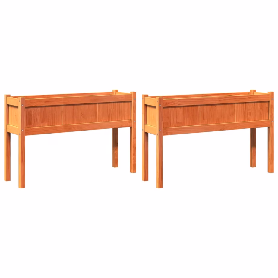 Jalgadel taimekastid 2 tk, vahapruun männipuidust, 110 x 31 x 70 cm – 2