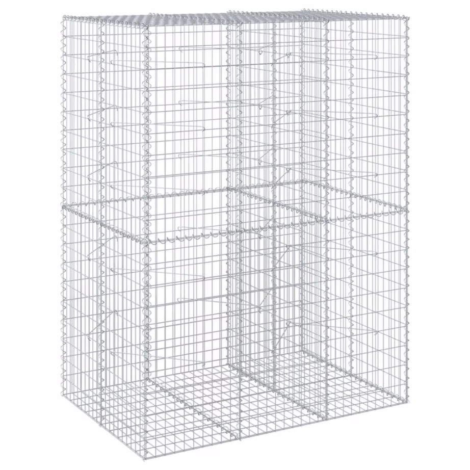 Kaanega gabioonkorv tugimüürile, tsingitud terastraat, hõbedane, 150 x 100 x 200 cm - 2