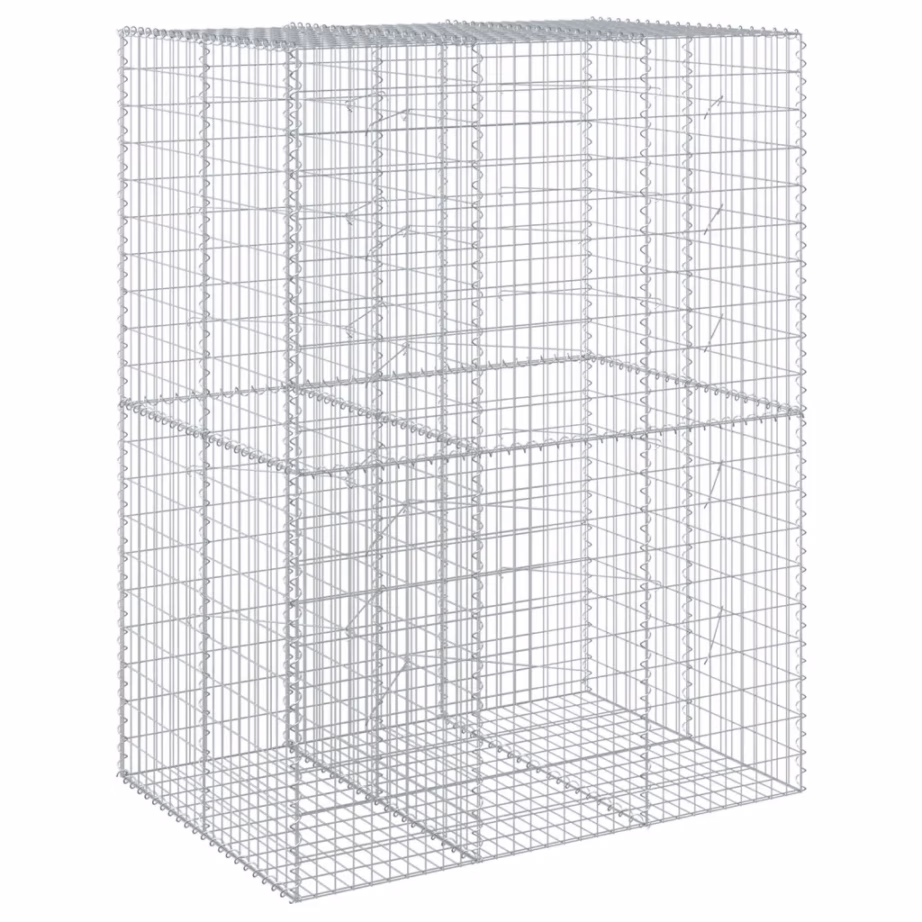 Kaanega gabioonkorv tugimüürile, tsingitud terastraat, hõbedane, 150 x 100 x 200 cm - 5