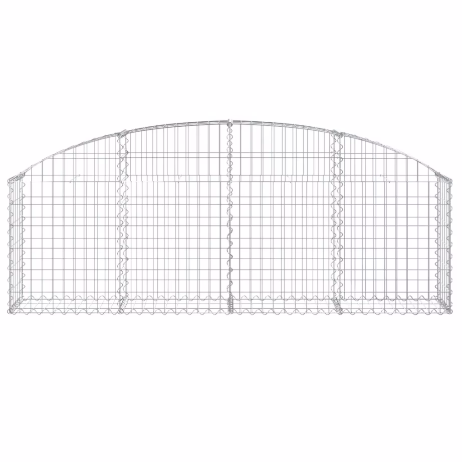 Kaarekujuline gabioonkorv aedseina jaoks, hõbedane tsingitud raud, 200 x 30 x 60/80 cm – 3