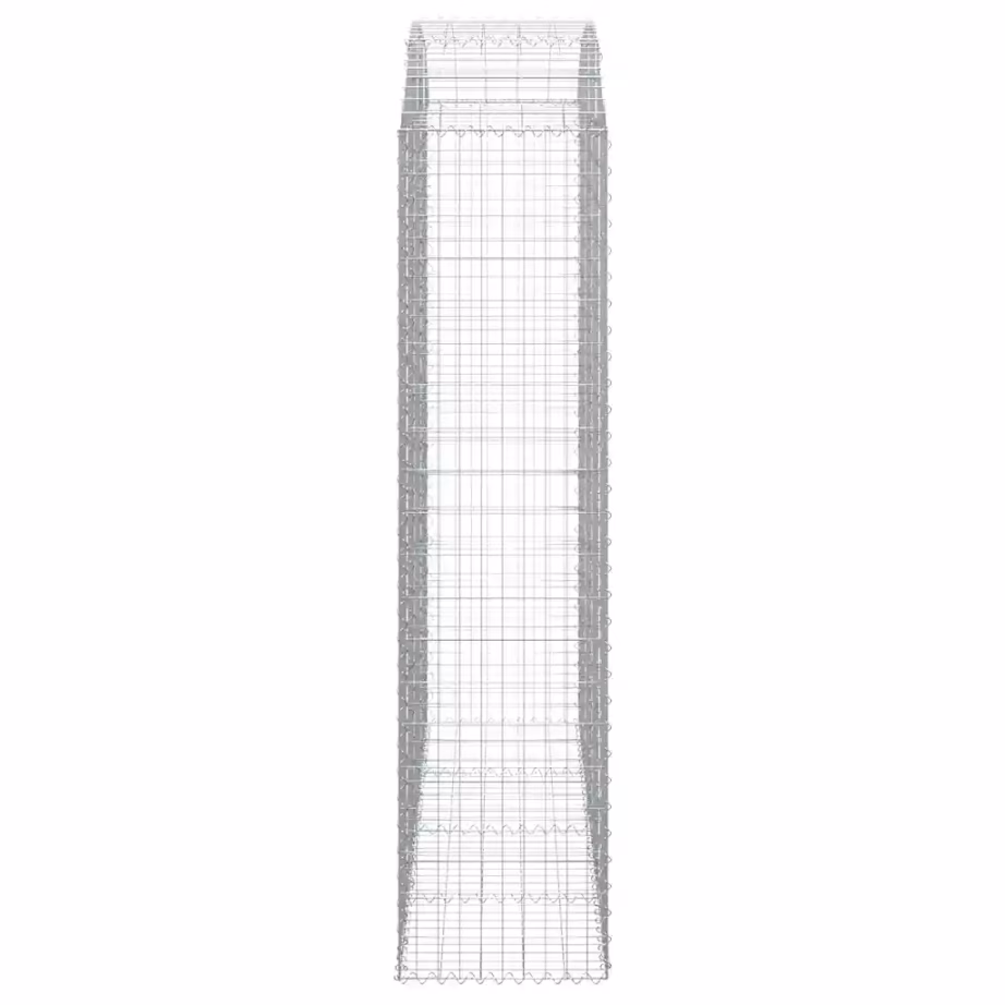 Kaarekujuline gabioonkorv aiaseinaks, hõbedane tsingitud raud, 200 x 50 x 200/220 cm – 4