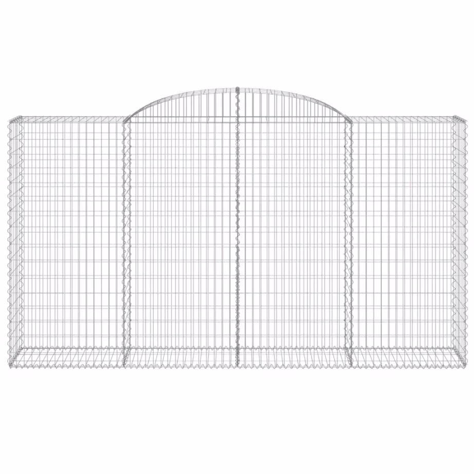 Kaarekujuline gabioonkorv aiaseinale, tsingitud teras, 300 x 50 x 160/180 cm, hõbedane – 3