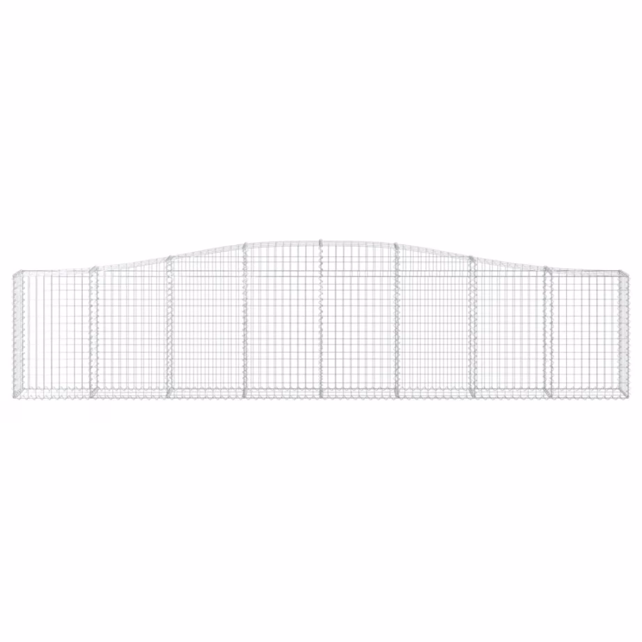 Kaarekujuline gabioonkorv aiaseinaks, tsingitud raud, hõbedane, 400 x 30 x 80/100 cm – 3