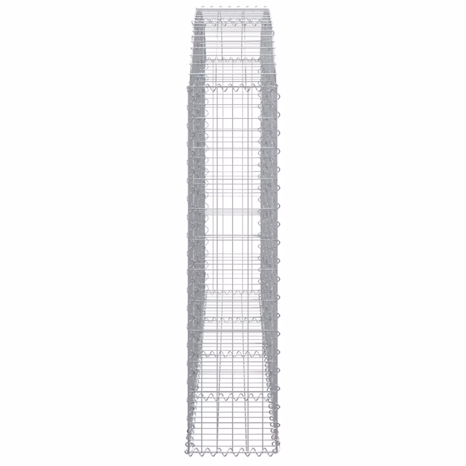 Kaarekujuline gabioonkorv aiaseinaks, tsingitud raud, hõbedane, 200 x 30 x 120/140 cm – 4