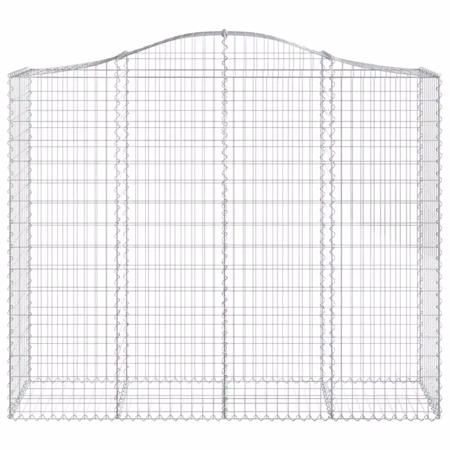 Kaarekujuline gabioonkorv aiaseinaks, tsingitud raud, hõbedane, 200 x 50 x 160/180 cm – 3