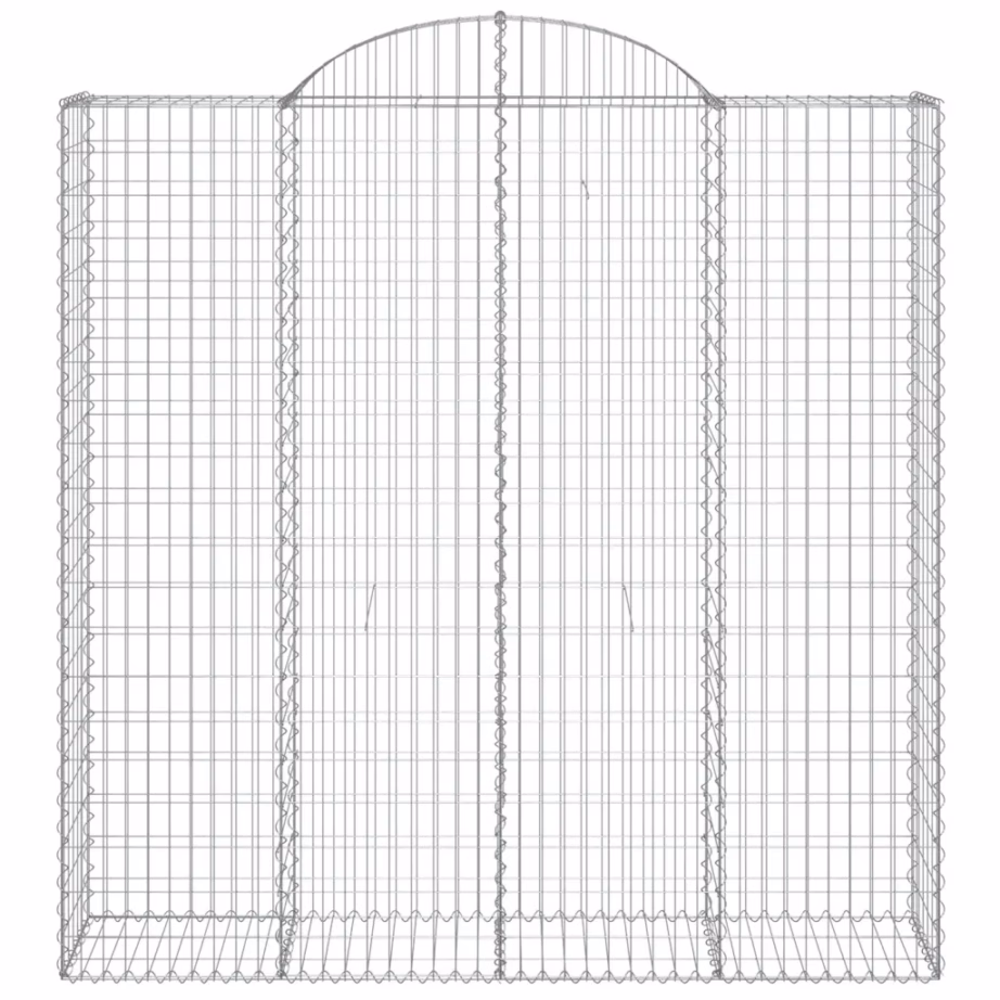 Kaarekujuline gabioonkorv aiaseinaks, tsingitud raud, 200 x 50 x 200/220 cm – 3