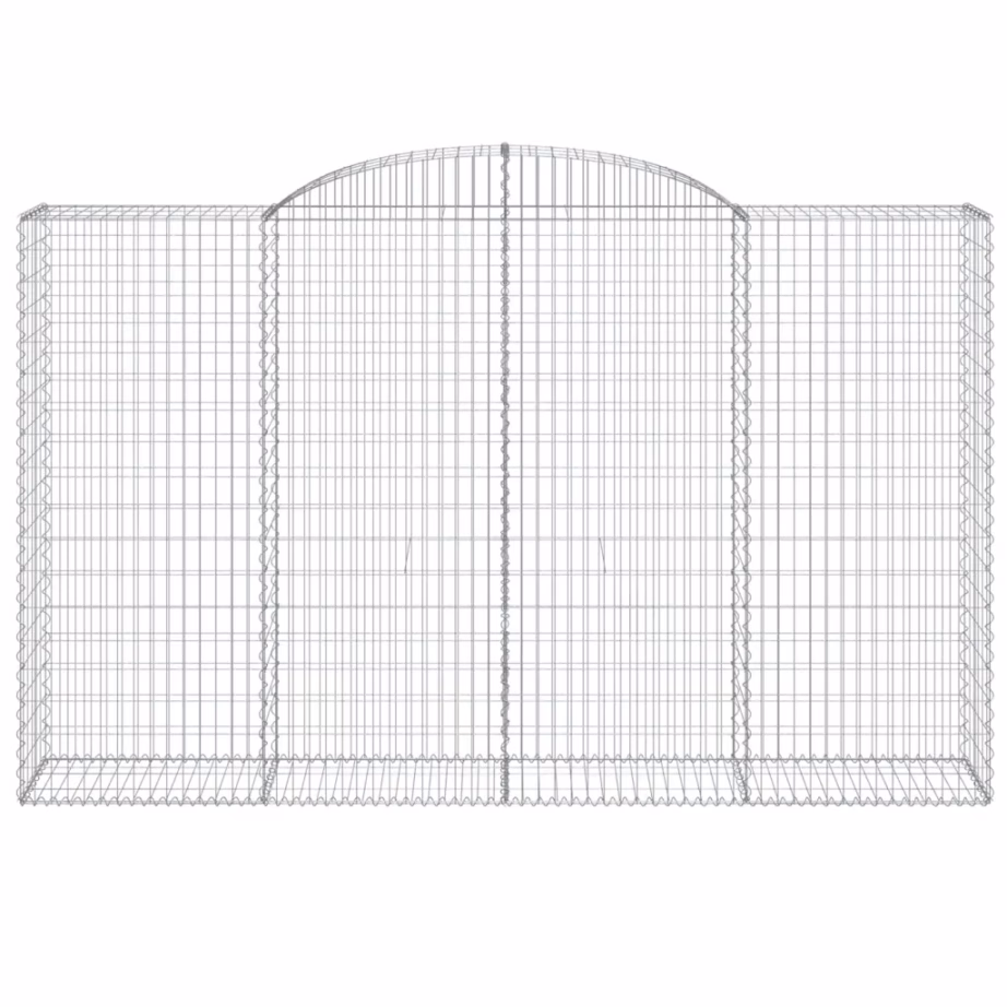 Kaarekujuline gabioonkorv aiaseinaks, hõbedane tsingitud raud, 300 x 50 x 180/200 cm – 3