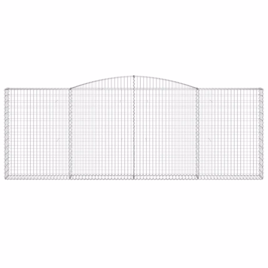 Kaarekujuline gabioonkorv aiaseinaks, 400 x 30 x 140/160 cm, tsingitud raud, hõbedane – 3